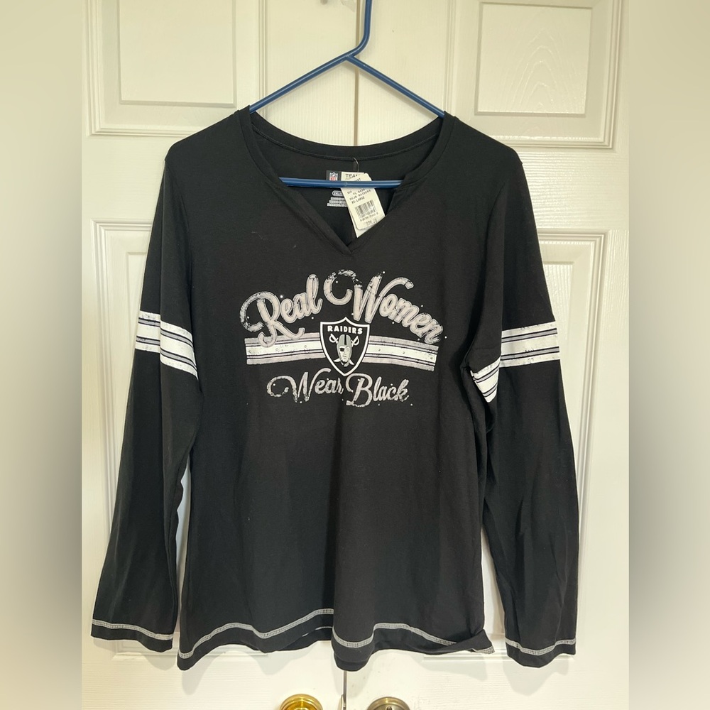 NFL Raiders "Real Women Wear Black" Long Sleeve Top - Black